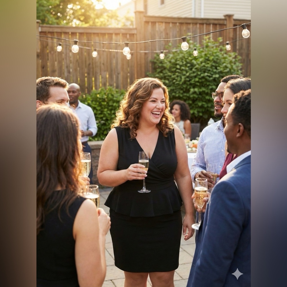 Ralph Lauren Black Peplum Midi Dress